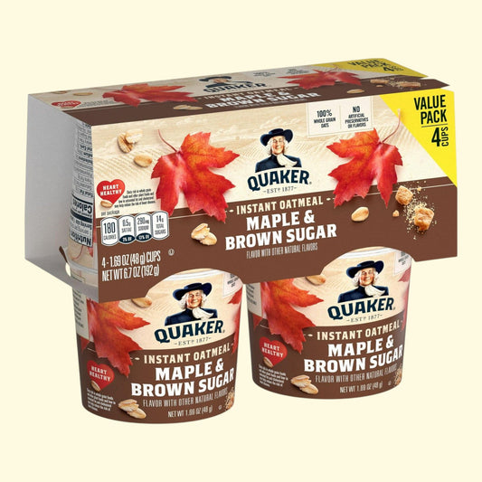 Quaker, flocons d'avoine instantanés, érable et sucre brun, lot de 4, sachets de 48 g