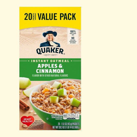 Flocons d'avoine instantanés Quaker, pomme et cannelle, 42 g, paquet de 20 sachets