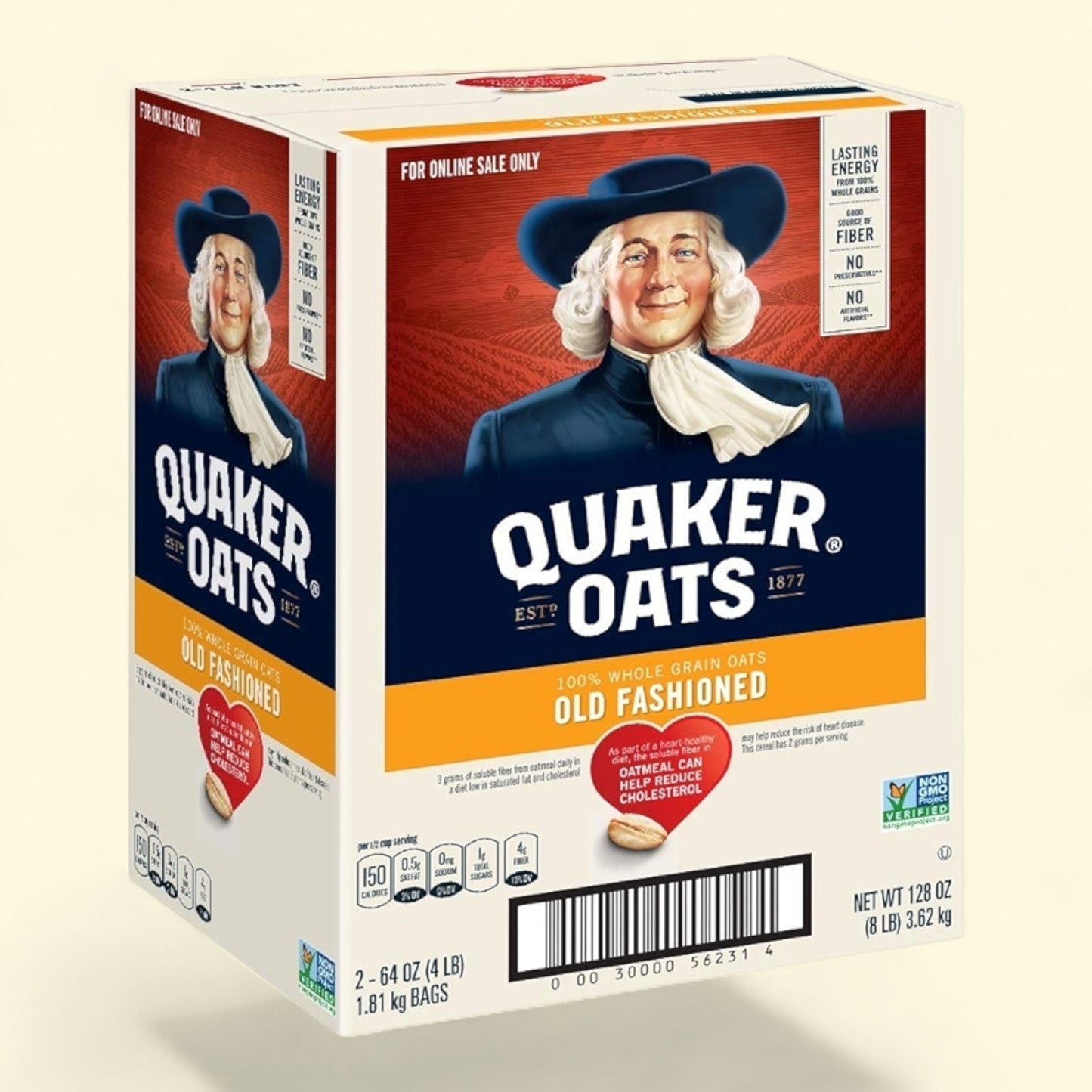 Flocons d'avoine traditionnels Quaker, deux sachets de 1,8 kg