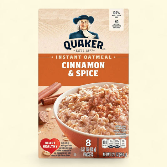 Flocons d'avoine instantanés Quaker, saveur cannelle, 340 g, lot de 8