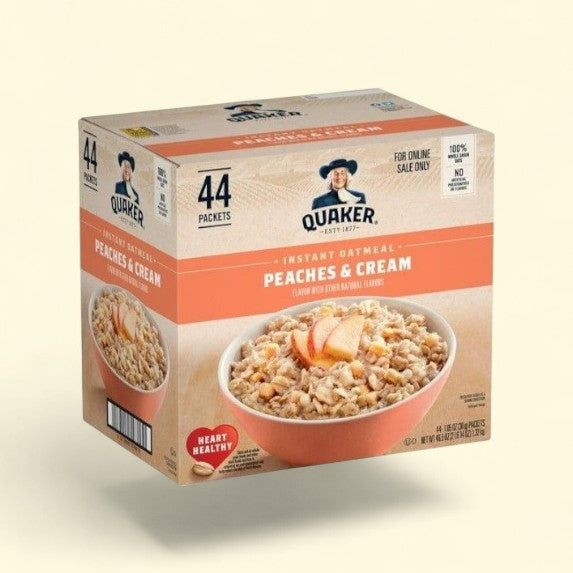 Quaker Instant Oatmeal, Peaches & Cream, 1.05 oz Packets, 44 Packets — authentic US product shipped worldwide by Treatspree