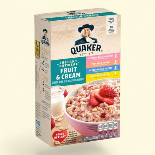Flocons d'avoine instantanés Quaker, assortiment fruits et crème, paquet de 8