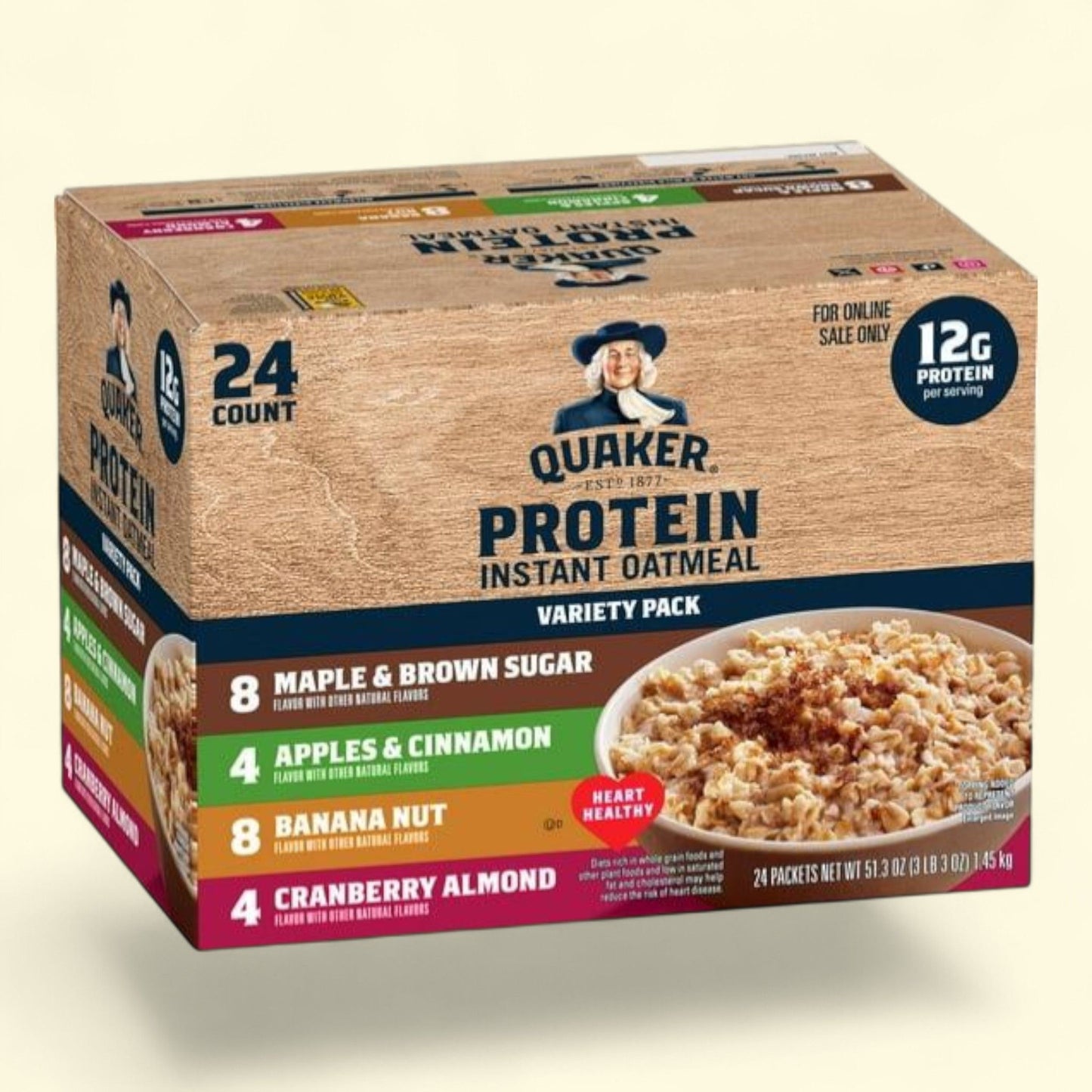 Assortiment de flocons d'avoine instantanés Quaker, 1,46 kg, lot de 24
