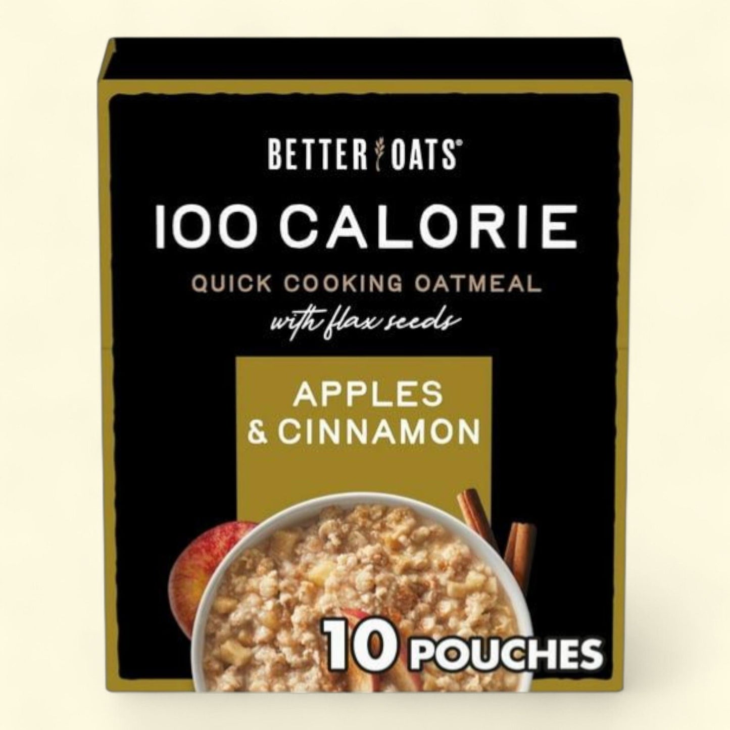 Better Oats : Porridge aux pommes et à la cannelle avec graines de lin, 10 sachets de porridge instantané, 280 g