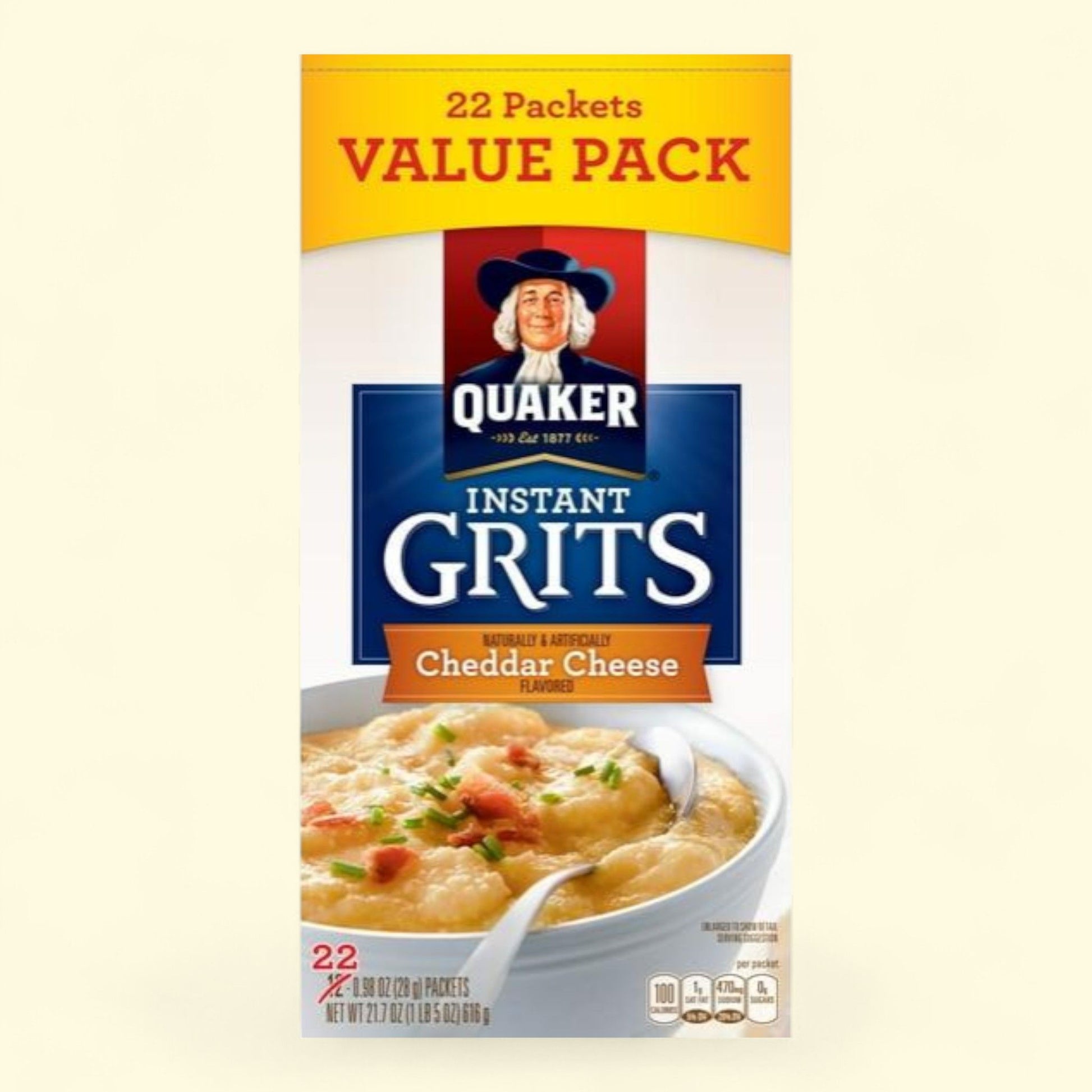 Quaker Instant Grits Cheddar Cheese, 0.98 oz 22 Count