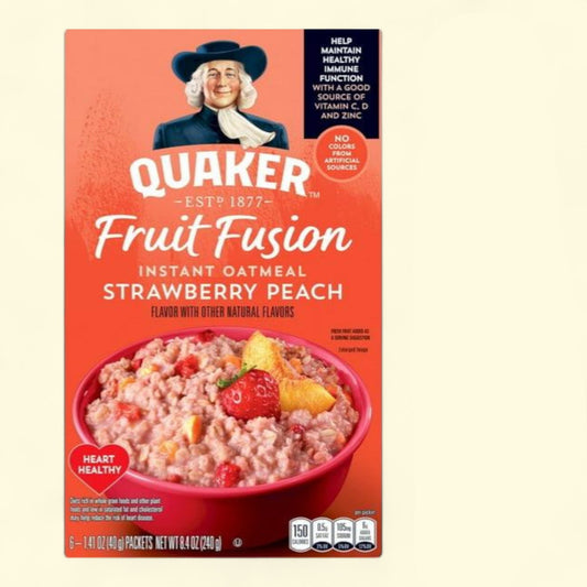 Flocons d'avoine instantanés Quaker, mélange de fruits fraise-pêche, 240 g, lot de 6 sachets
