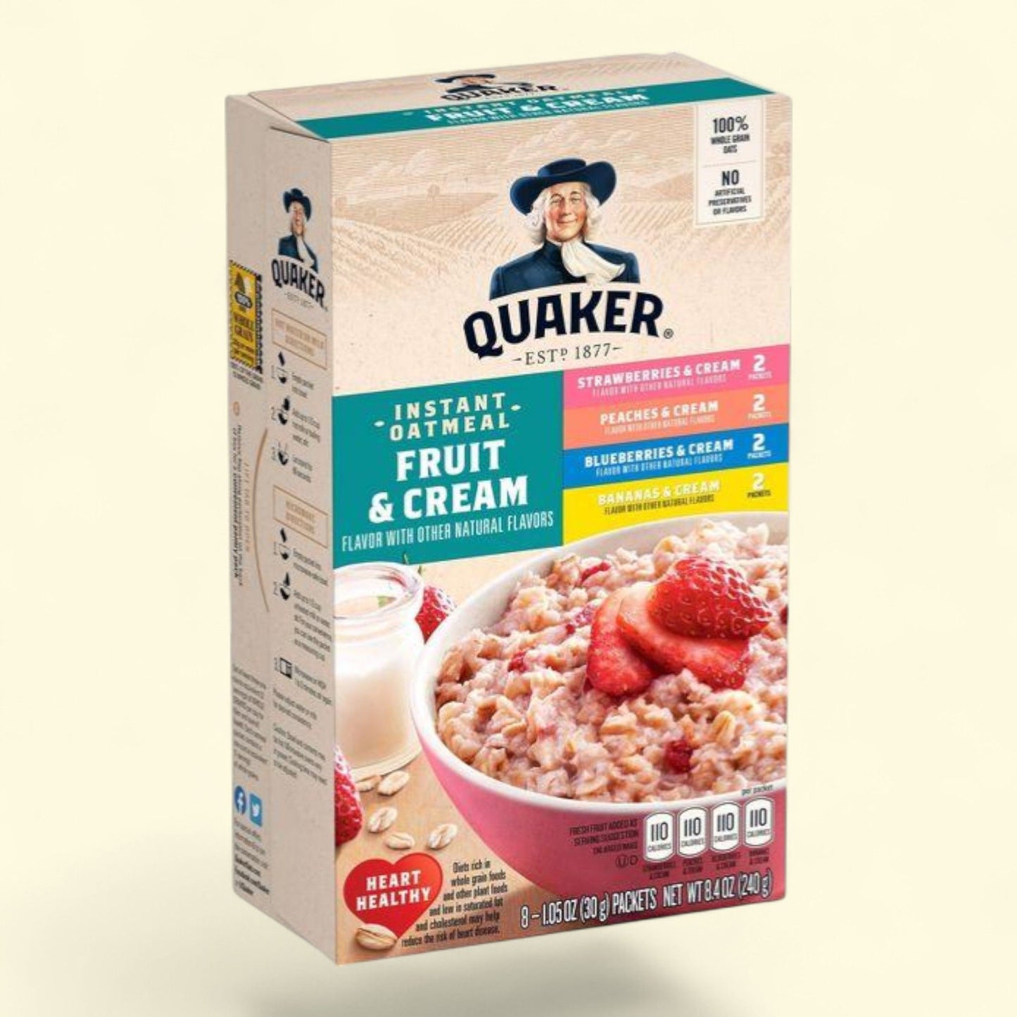 Quaker Fruit & Cream Instant Oatmeal Variety, 8ct/9.8oz