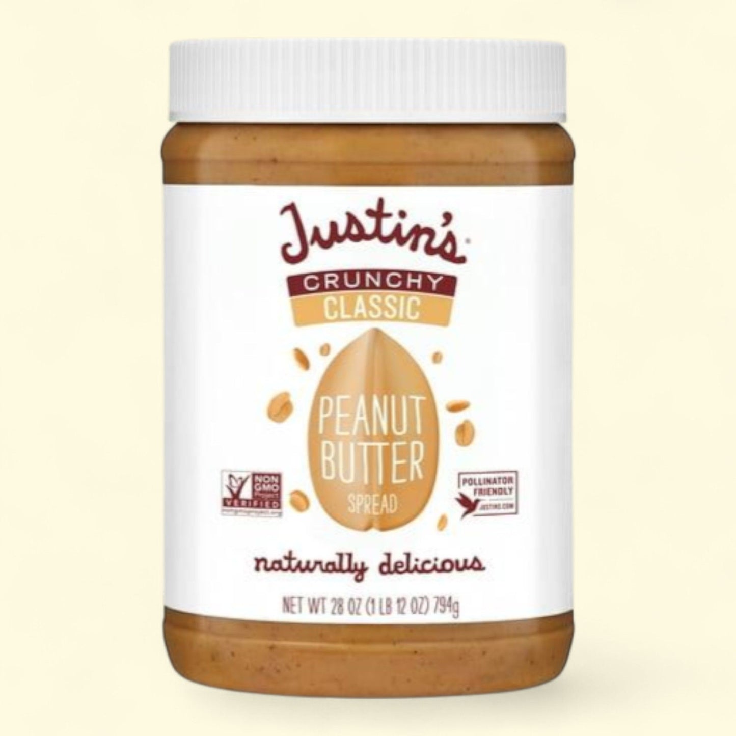 Justin's Crunchy Peanut Butter Spread, 28 oz Jar