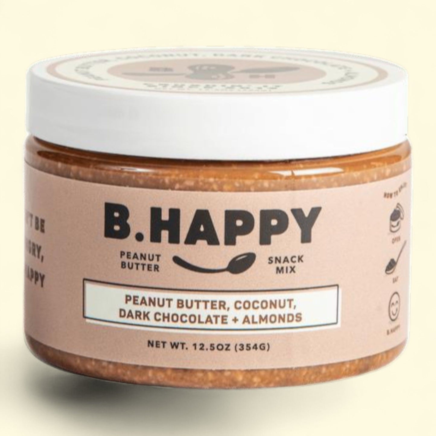 B Happy Peanut Butter, All Natural, Don't Worry - Coconut, Dark Chocolate, Almonds 12 oz.