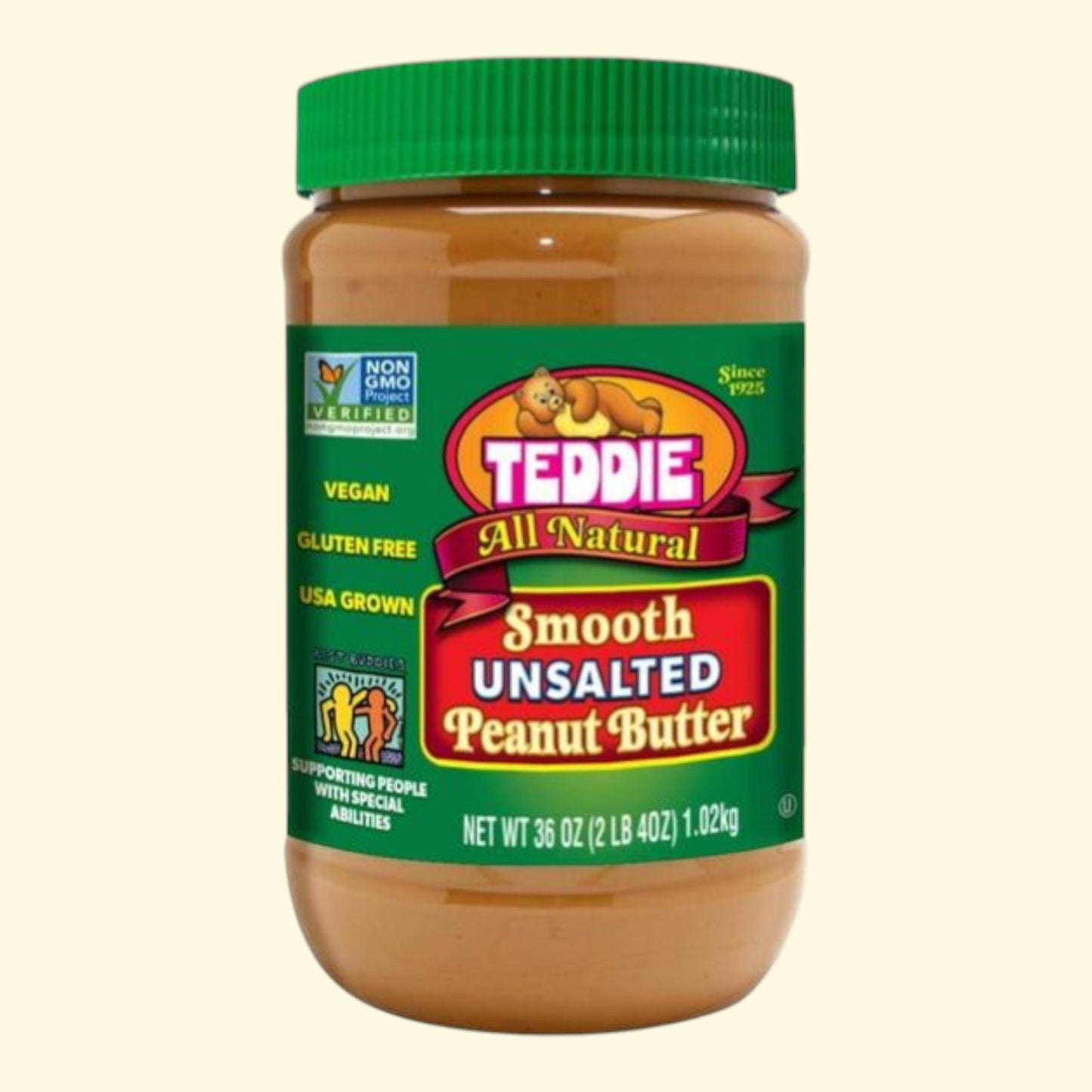 Teddie All Natural Unsalted Smooth Peanut Butter, 36 oz