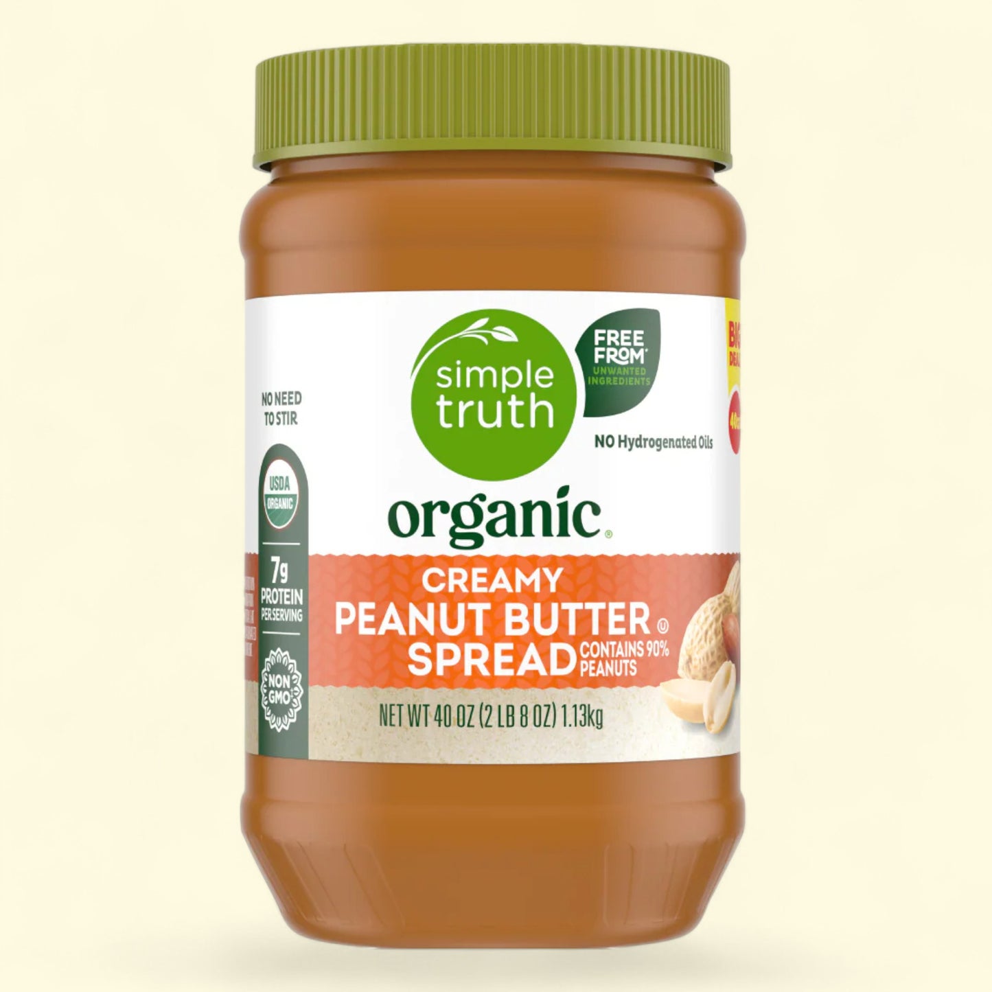 Simple Truth Organic Peanut Butter Creamy, 40 oz