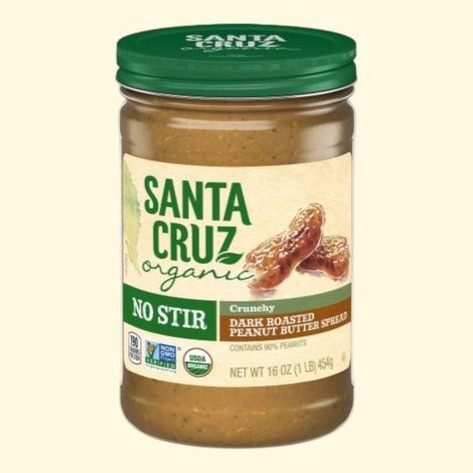Santa Cruz Organic Peanut Butter, No Stir Dark Roasted Crunchy, 16 oz