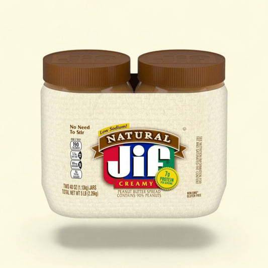 Jif Natural Creamy Peanut Butter Spread, 80oz Twin Pack — authentic US product shipped worldwide by Treatspree