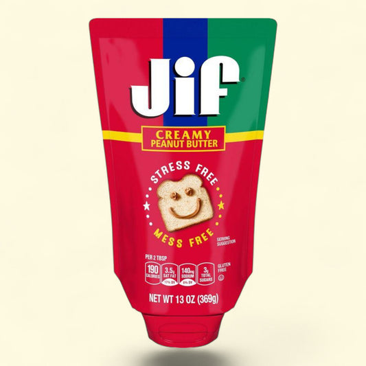 Jif Creamy Peanut Butter, 13oz, Squeeze Pouch