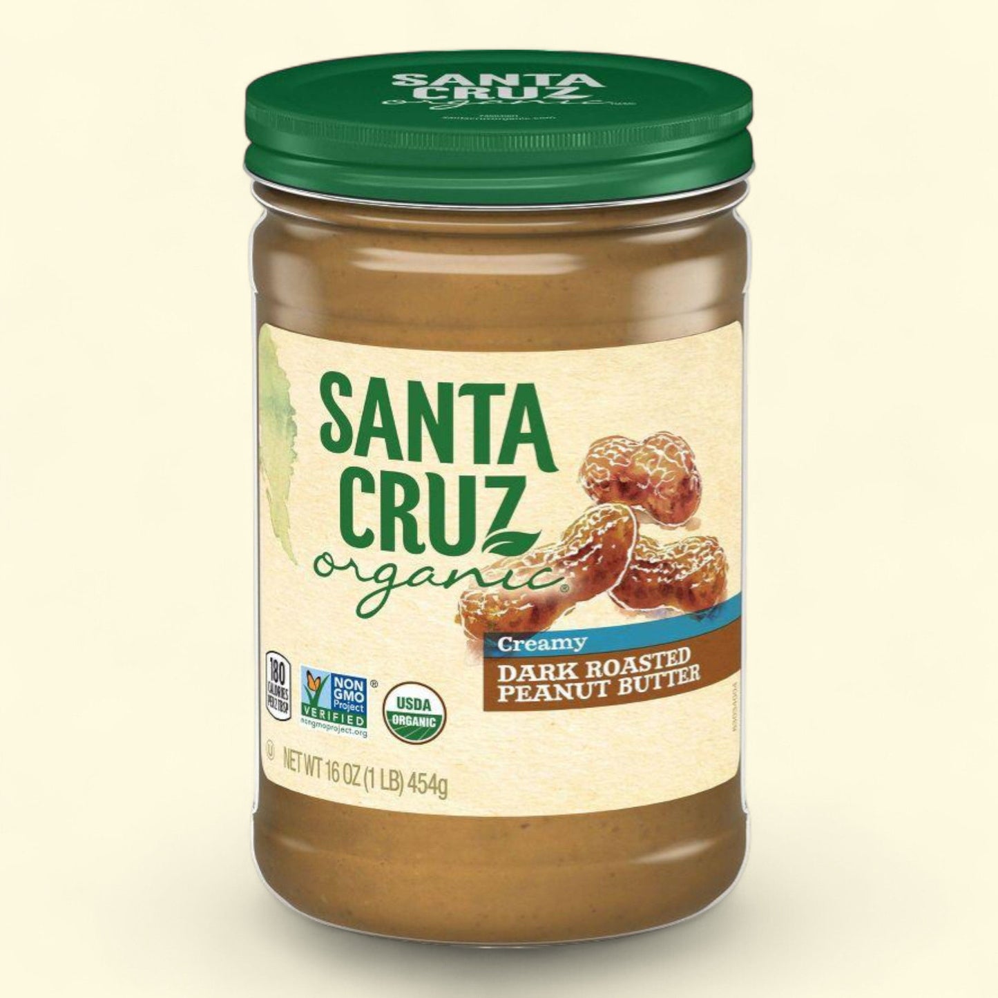 Santa Cruz Organic Dark Roasted Creamy Peanut Butter, 16oz
