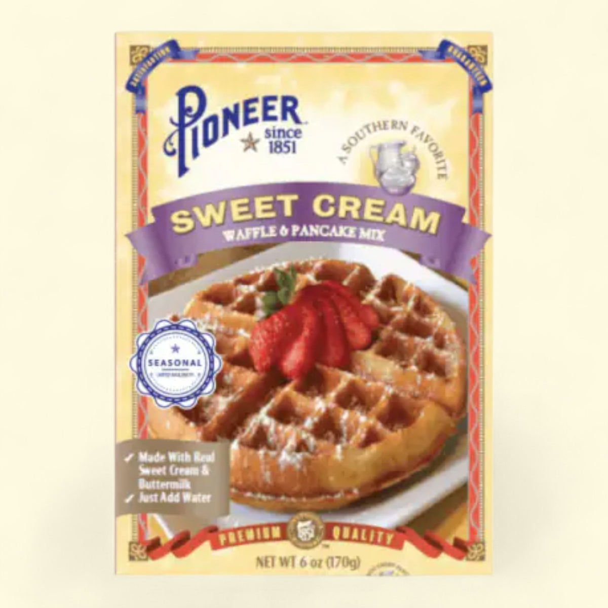 Pioneer Sweet Cream Waffle & Pancake Mix, 6 oz — authentic US product shipped worldwide by Treatspree