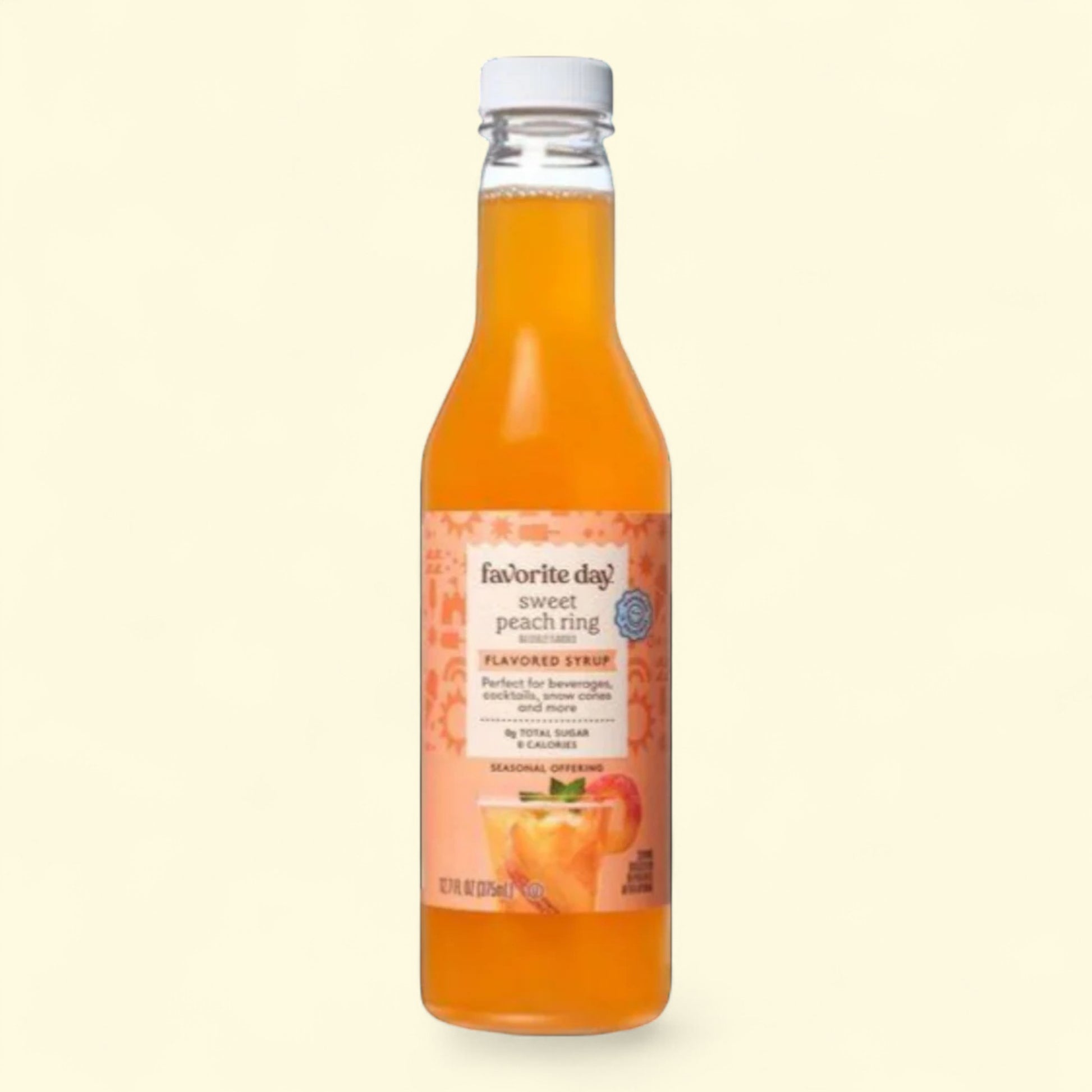 Favorite Day Sweet Peach Ring Syrup, 12.7 fl oz. — authentic US product shipped worldwide by Treatspree