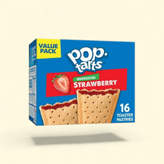 Pop-Tarts Unfrosted Strawberry Toaster Pastries, 27 oz (16 Count) — authentic US product shipped worldwide by Treatspree