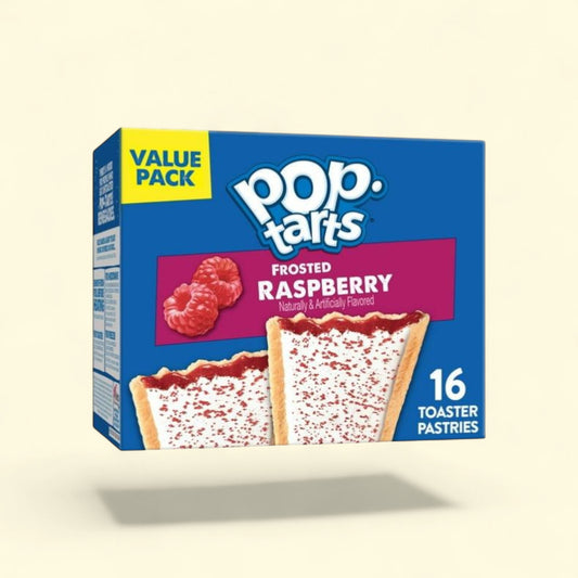 Pop-Tarts Frosted Raspberry Toaster Pastries, 27 oz (16 Count) — authentic US product shipped worldwide by Treatspree