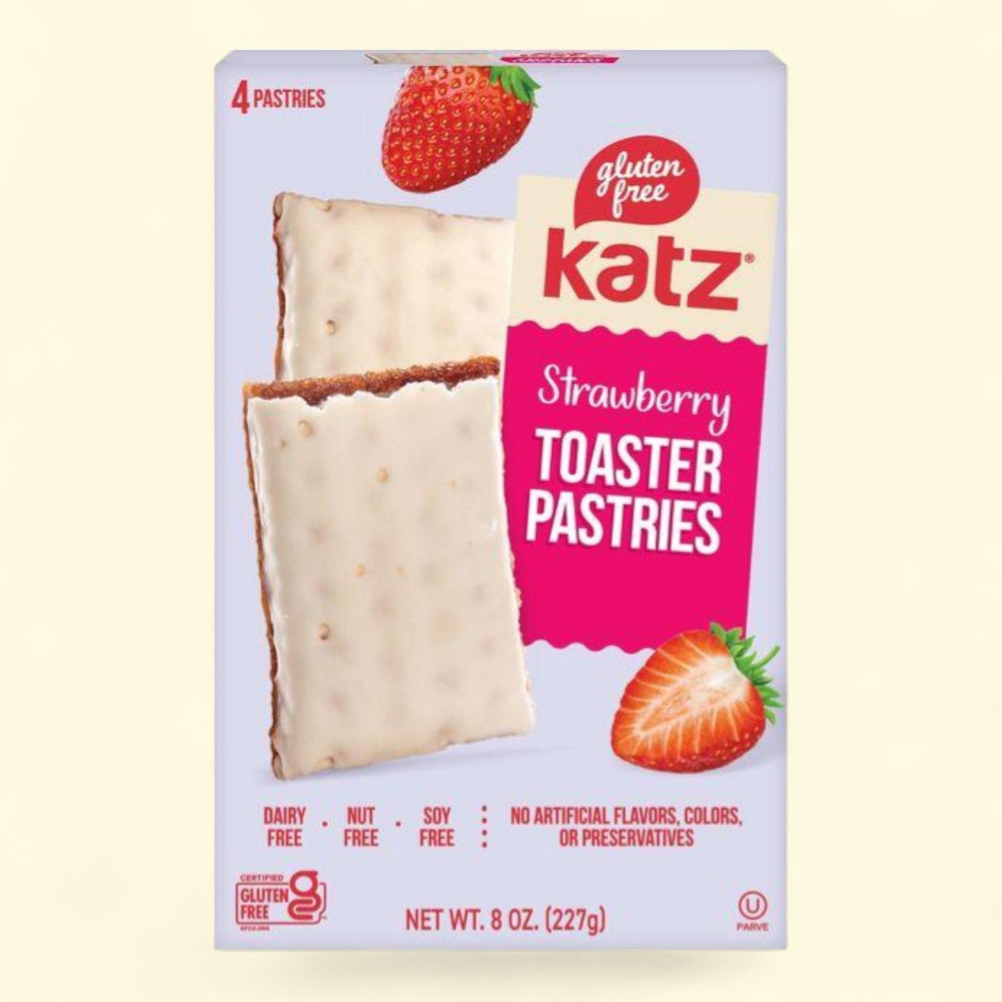 Katz Gluten Free Toaster Pastries, Strawberry, 8oz/4ct