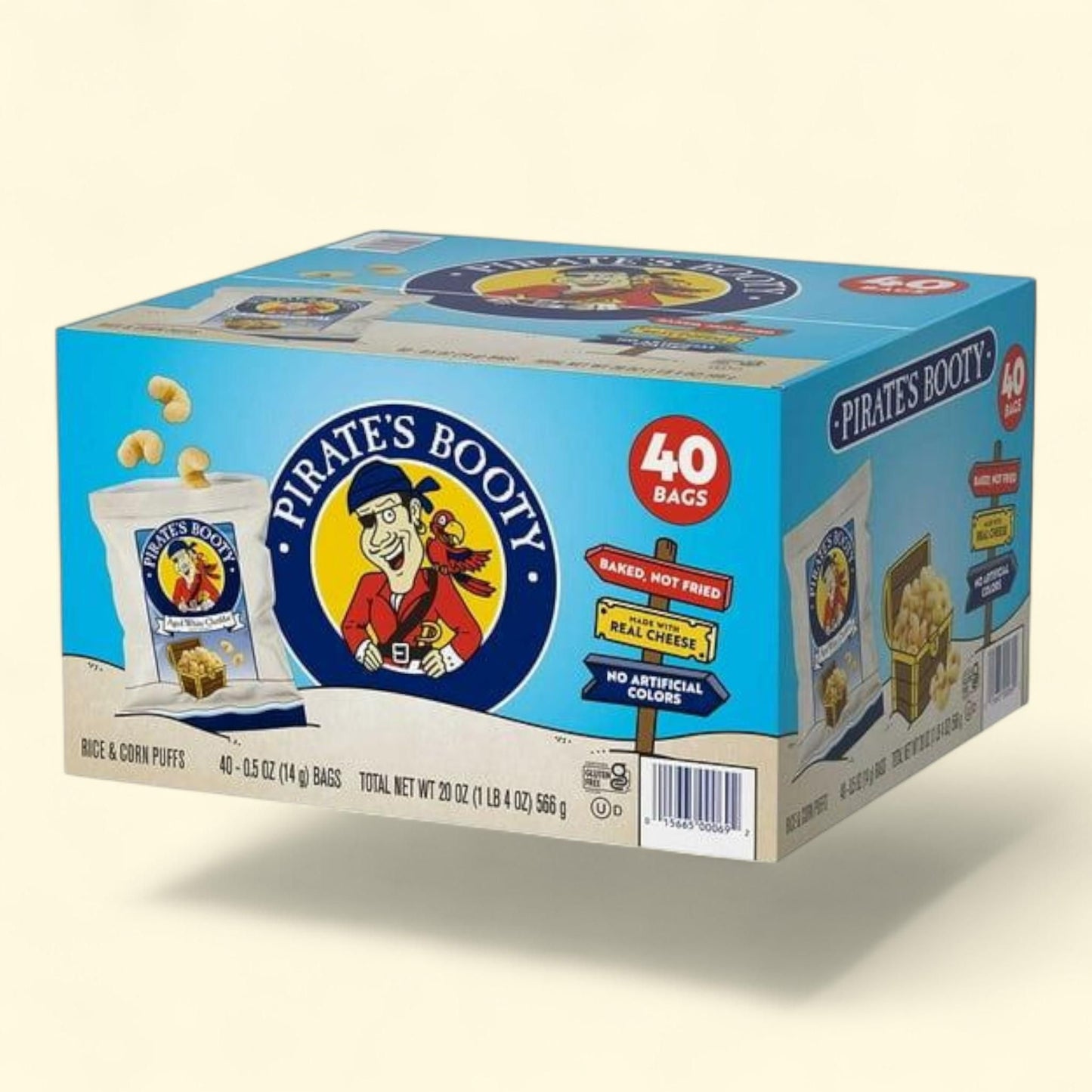 Pirate's Booty Aged White Cheddar, 0.5 oz., 40 pk.