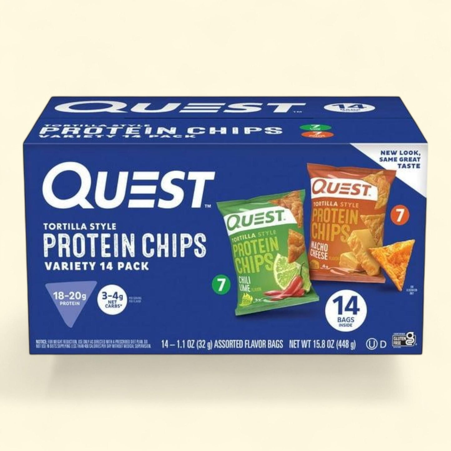 Quest Tortilla Style Protein Chip Variety Pack, Chili Lime and Nacho Cheese 14 ct.