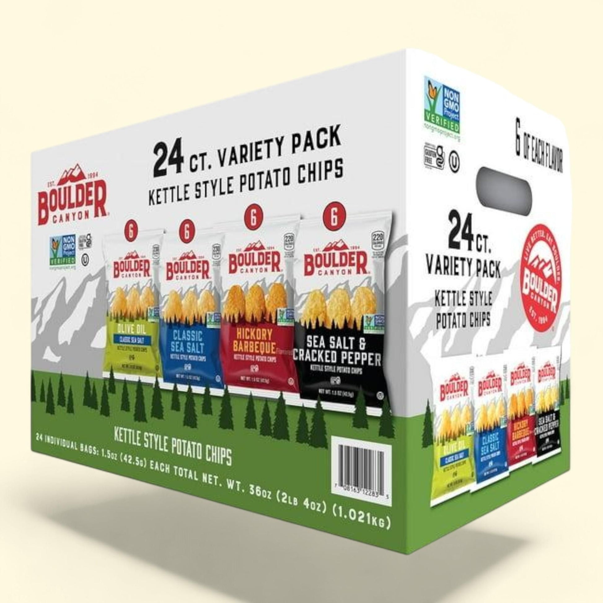 Boulder Canyon Kettle Cooked Potato Chips, 1.5 oz., 24 pk.