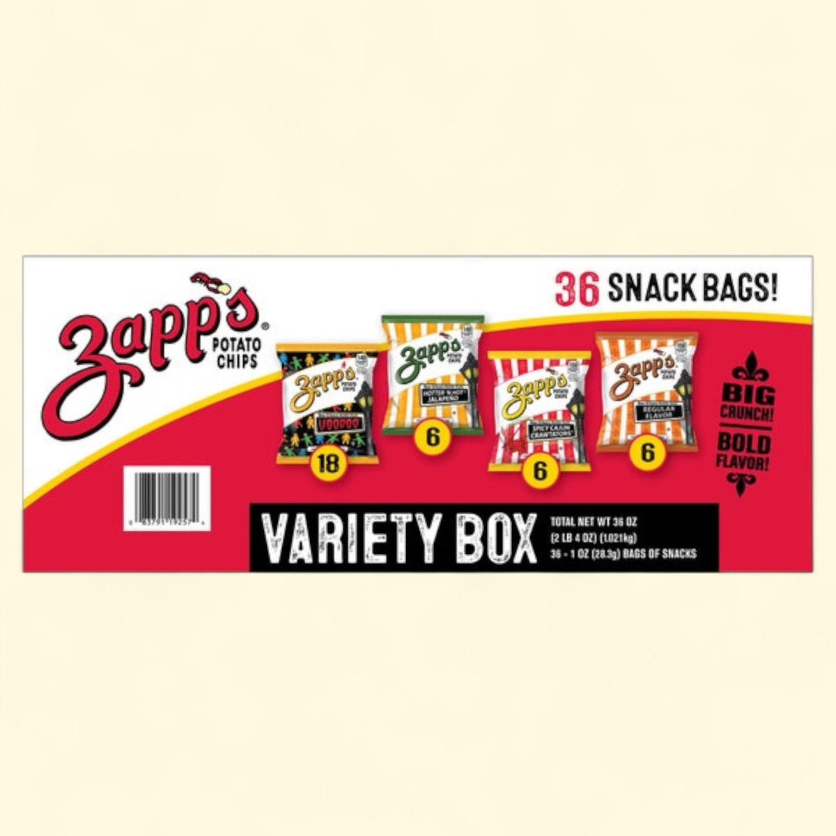 Ron Zappe Zapp's Potato Chips, Variety Pack, 1 oz, 36-... | Treatspree