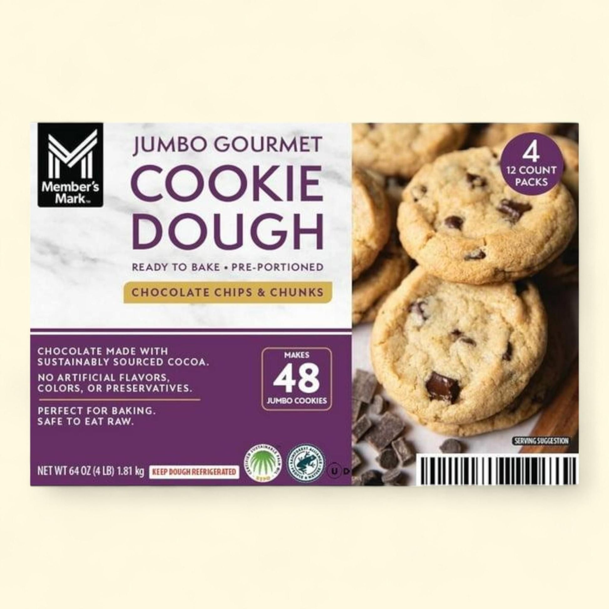 Members Mark Cookie Dough, 16 oz., 4pk — authentic US product shipped worldwide by Treatspree
