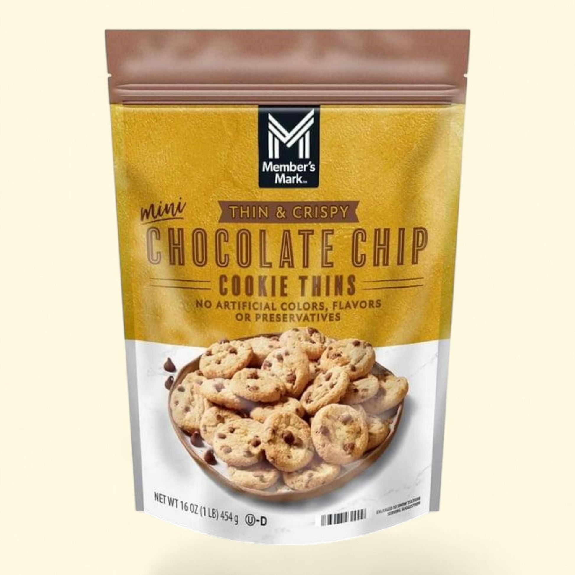 Member's Mark Chocolate Chip Cookie Thins, 16 oz. — authentic US product shipped worldwide by Treatspree
