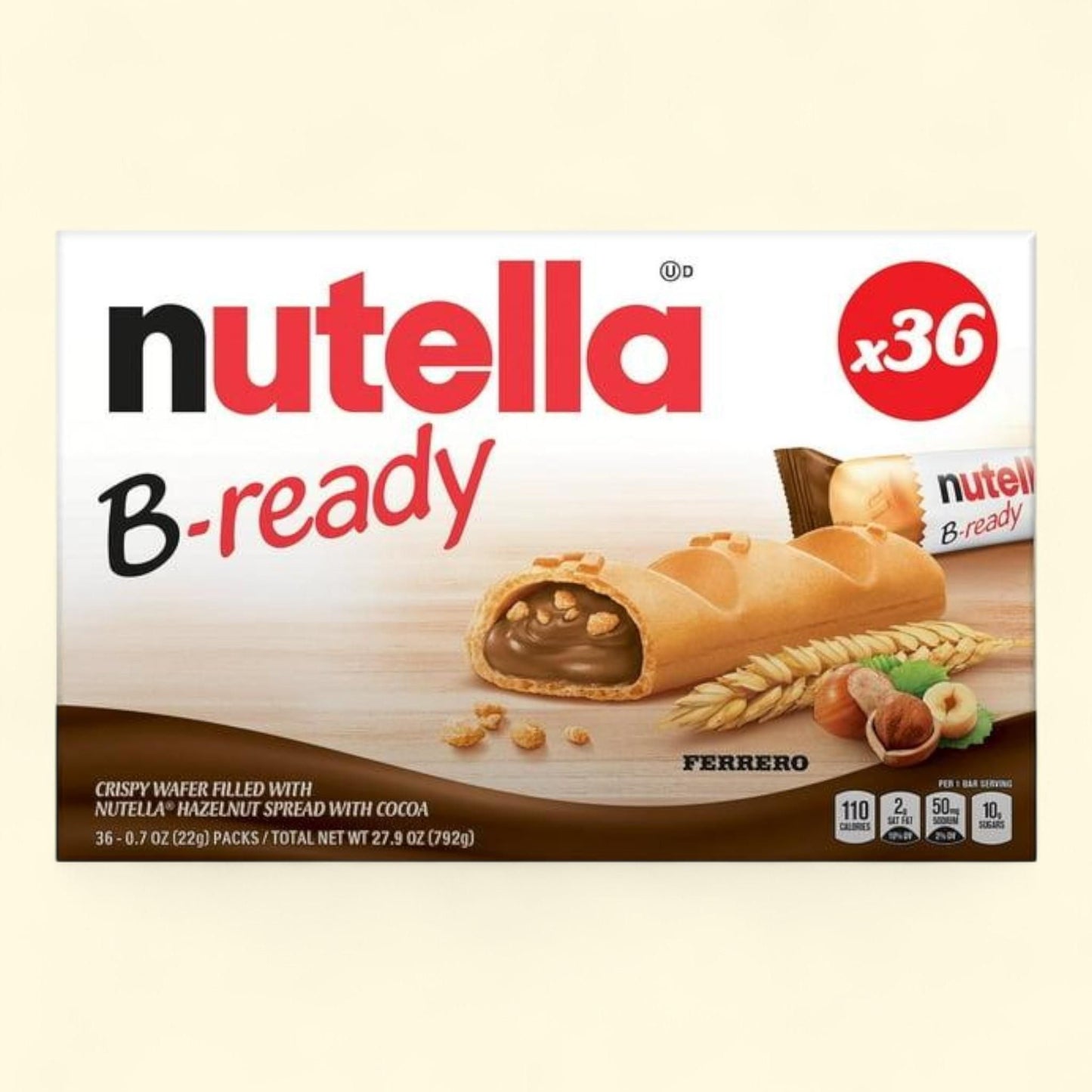 Nutella B-Ready Crispy Wafers, 0.7 oz., 36ct — authentic US product shipped worldwide by Treatspree
