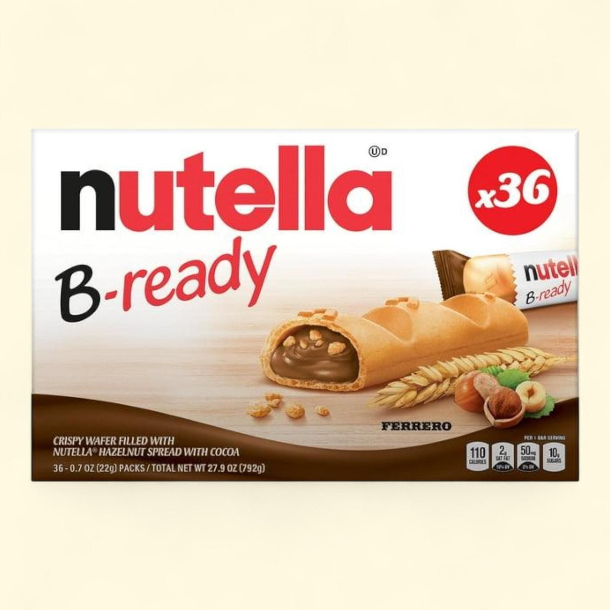 Nutella B-Ready Crispy Wafers, 0.7 oz., 36ct — authentic US product shipped worldwide by Treatspree