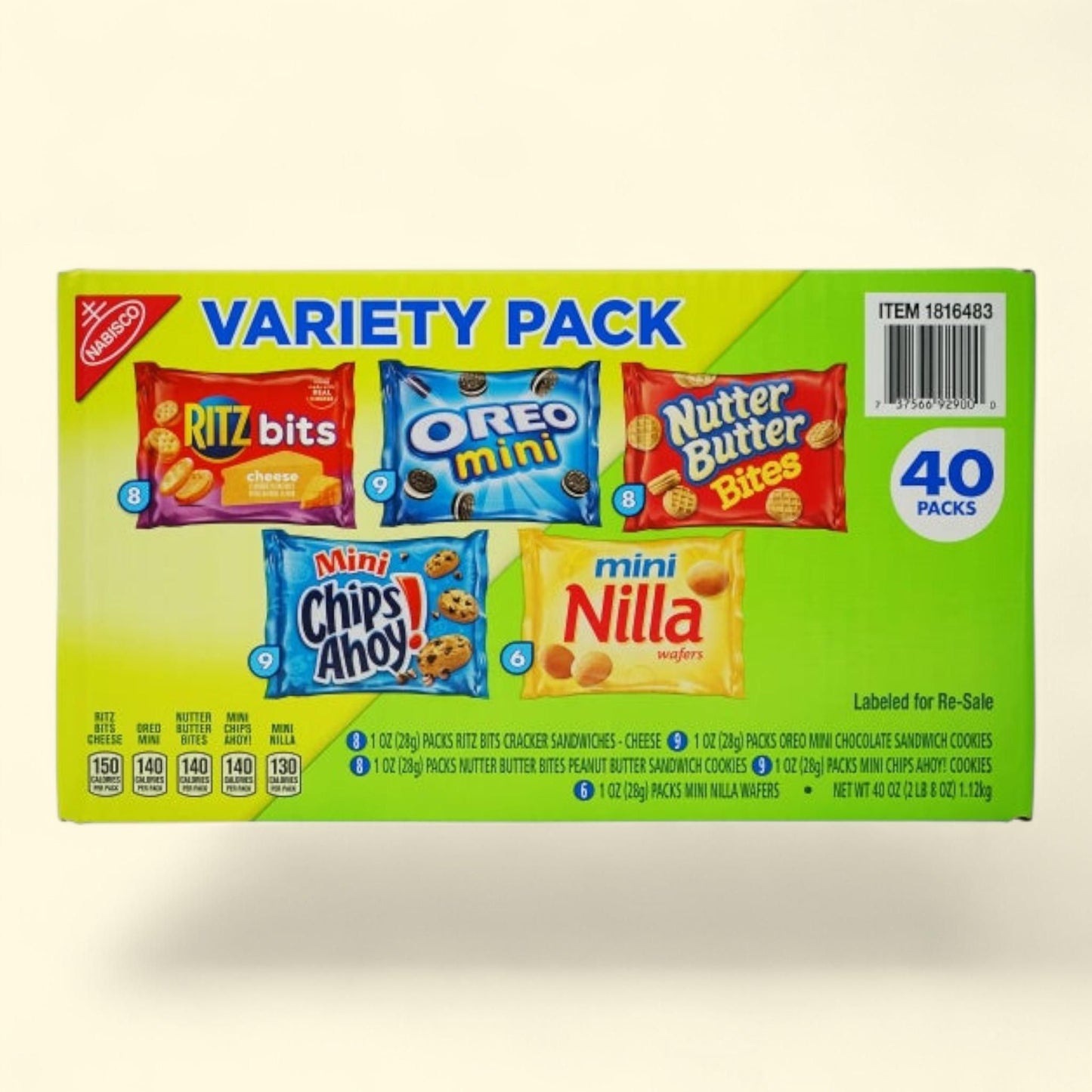 Nabisco Cookies & Crackers Variety Pack, 1 oz, 40-count