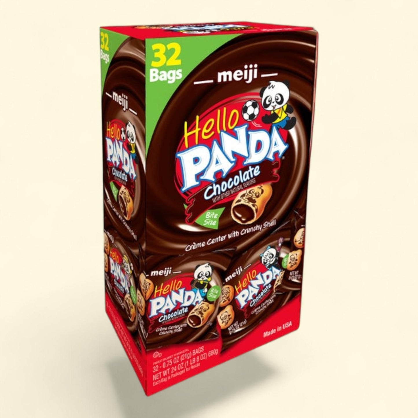 Meiji Hello Panda Chocolate Creme Filled Cookies, 0.75 oz, 32-count