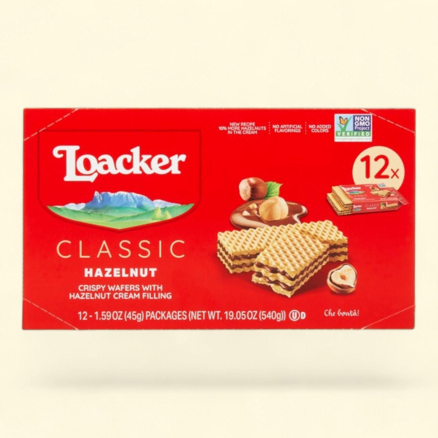 Loacker Crispy Wafers, Hazelnut, 1.59 oz, 12 Count — authentic US product shipped worldwide by Treatspree