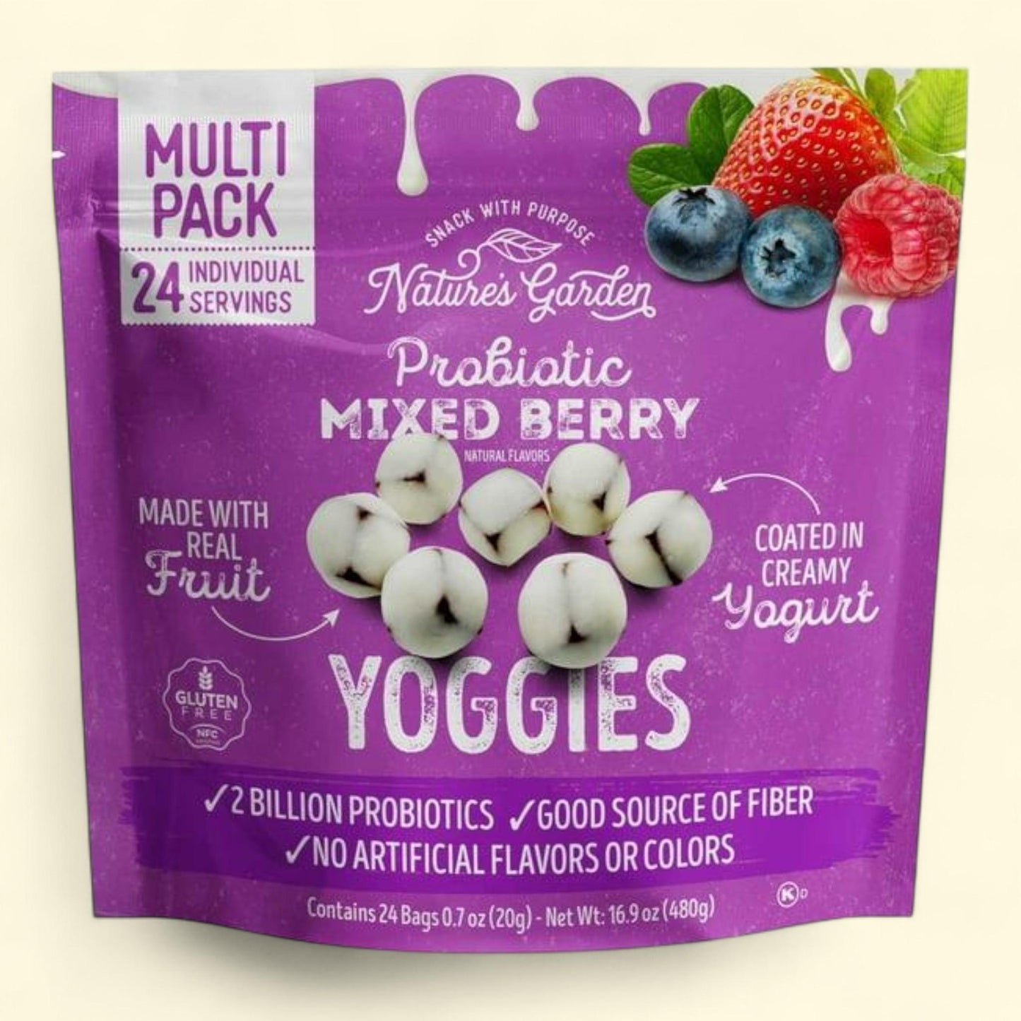 Nature's Garden Probiotic Mixed Berry Yoggies, 0.7 oz., 24 pk.