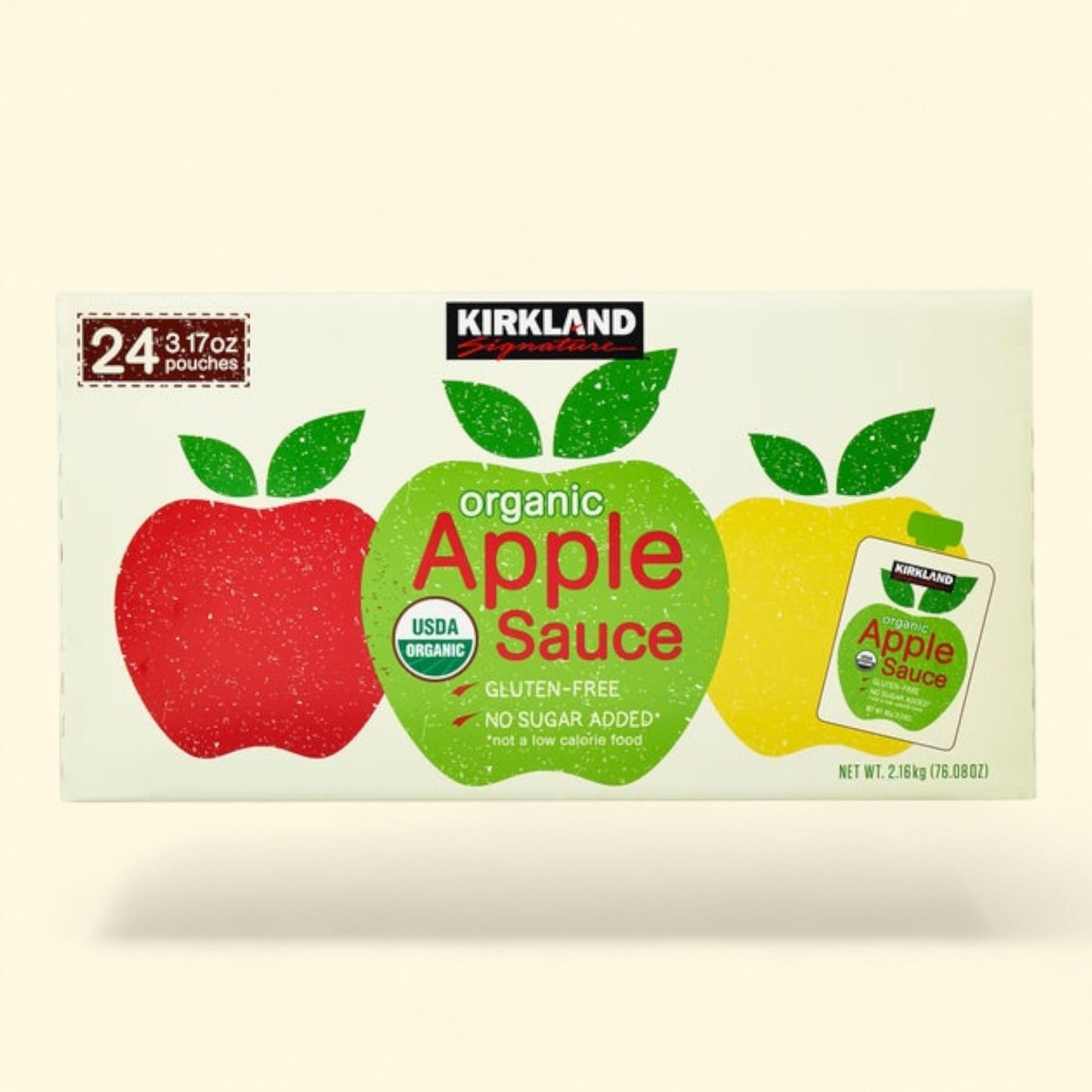 Kirkland Signature, compote de pommes bio, 90 g, lot de 24