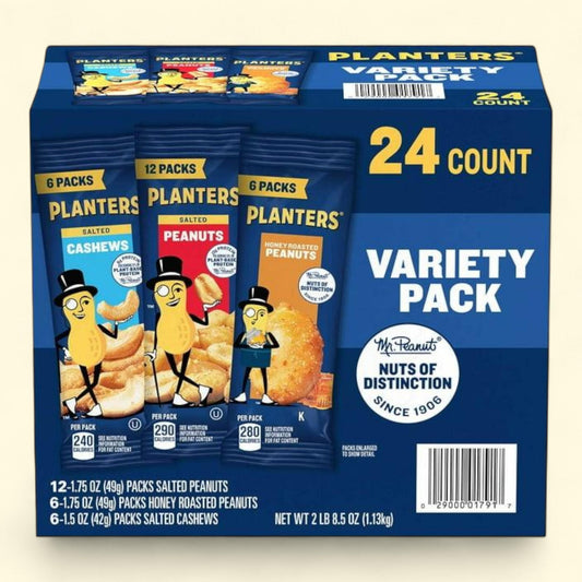 Planters Cashews & Peanuts Variety Pack, 24 pk.