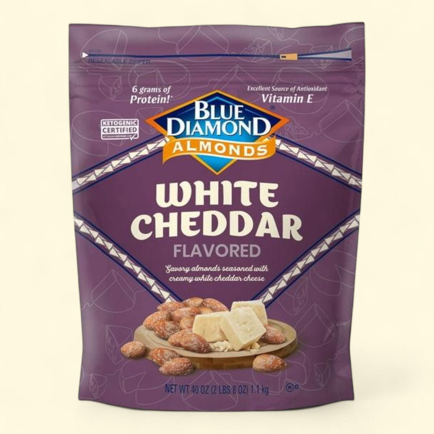 Blue Diamond Almonds, White Cheddar, 40 oz.