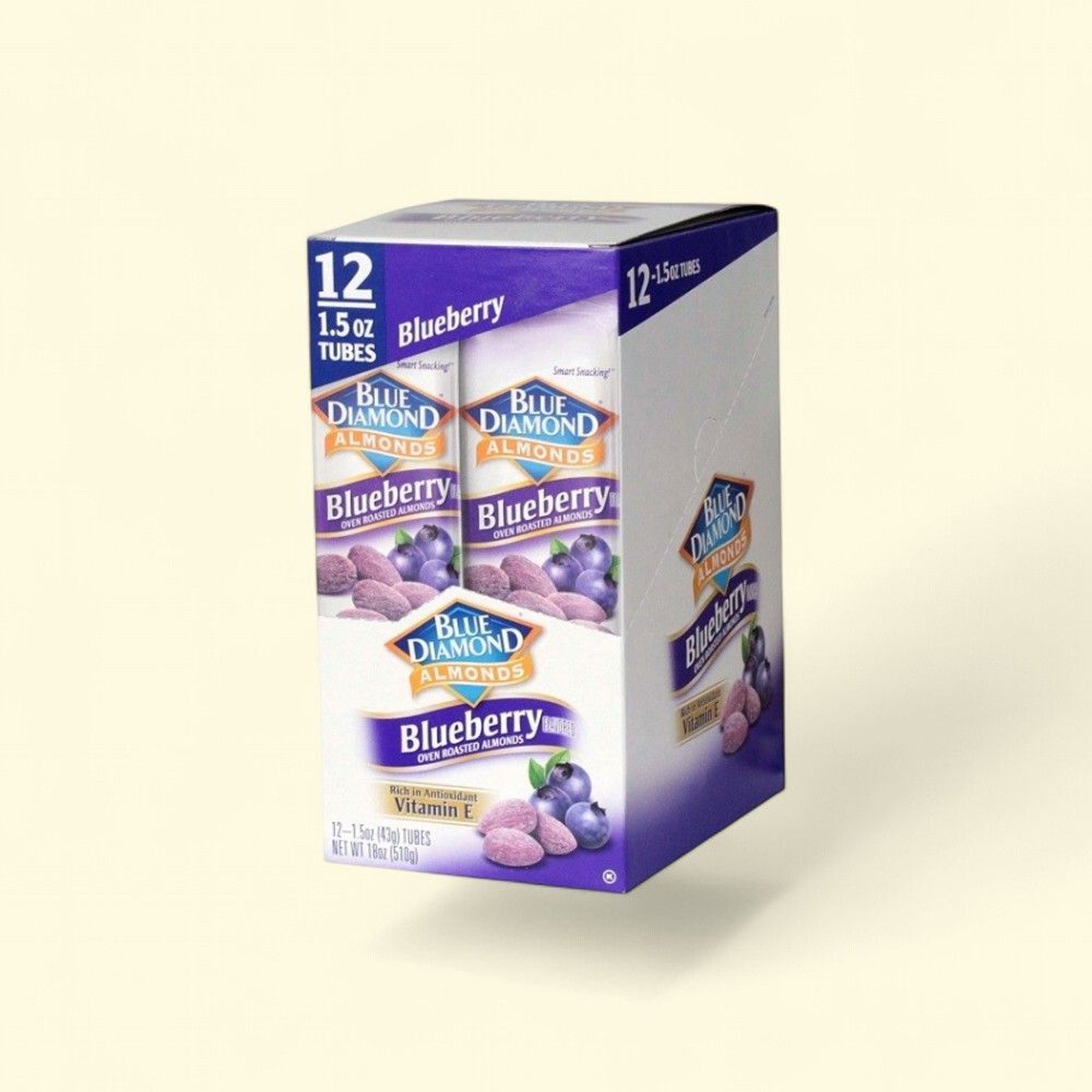 Blue Diamond Oven Roasted Blueberry Almonds - 12 x 1.5oz Tubes — authentic US product shipped worldwide by Treatspree