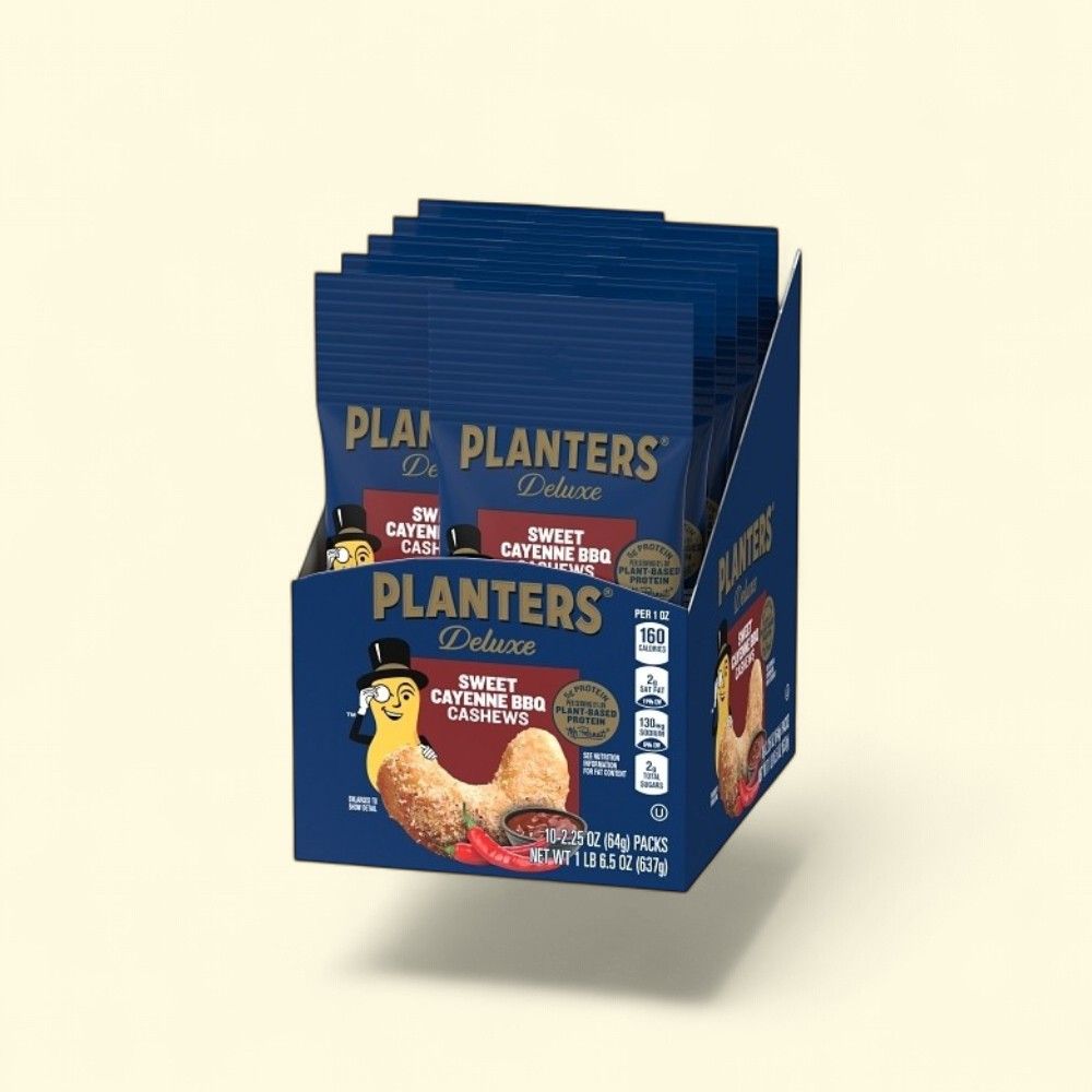Planters Sweet Cayenne BBQ Cashews - 10 Count (2.25oz Each) — authentic US product shipped worldwide by Treatspree