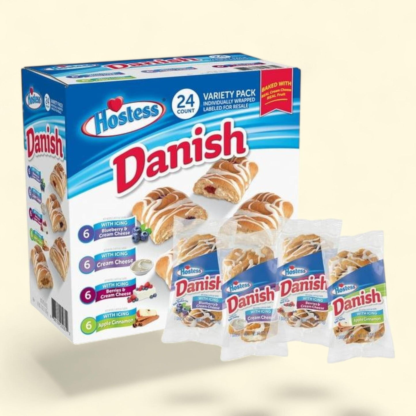 Hostess Variety Pack Danish, 2.75 oz., 24 pk. — authentic US product shipped worldwide by Treatspree