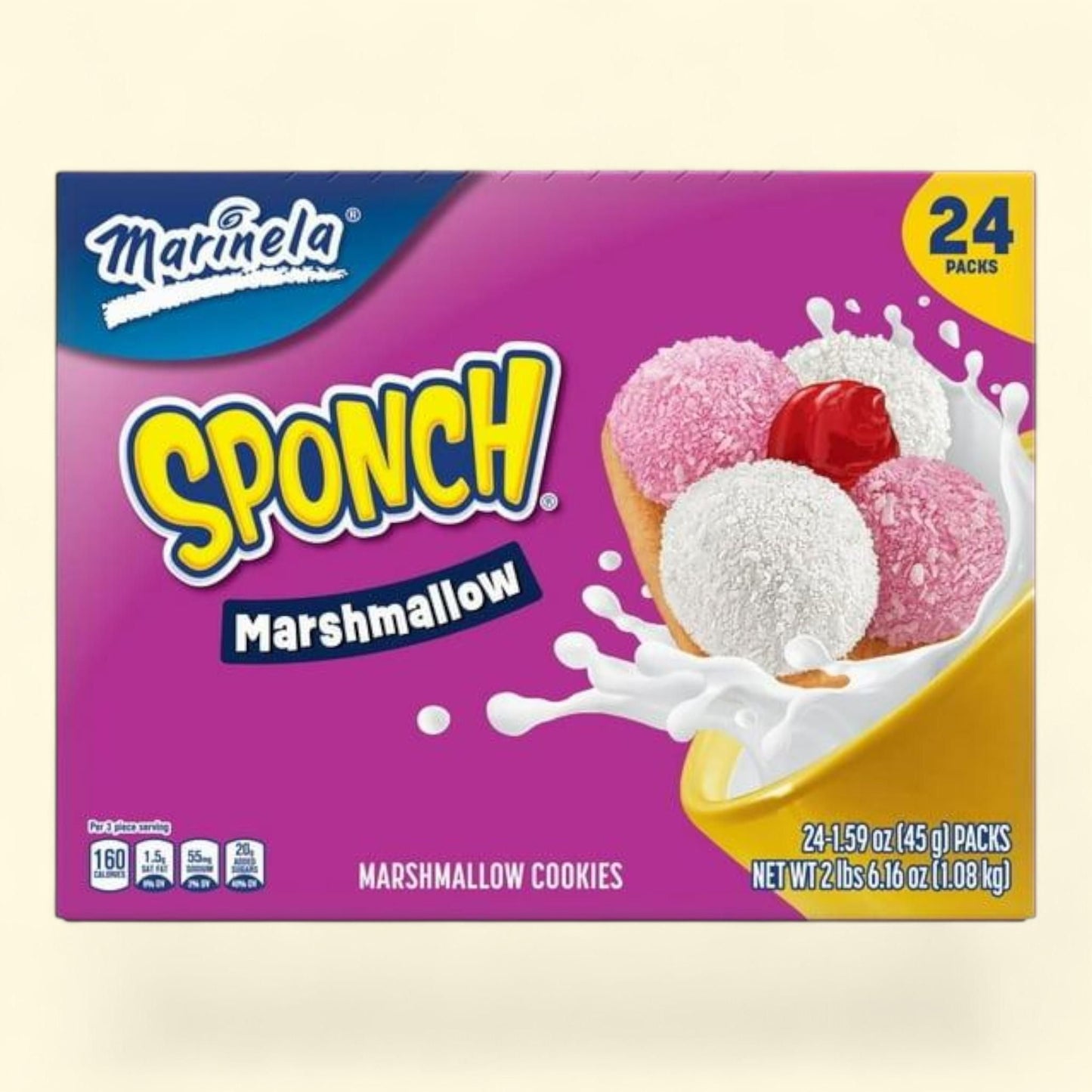 Biscuits à la guimauve Marinela Sponch, 45 g, paquet de 24