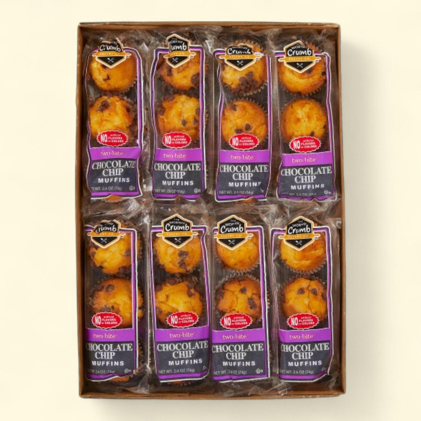 The Worthy Crumb, mini-muffins aux pépites de chocolat, 74 g, paquet de 16