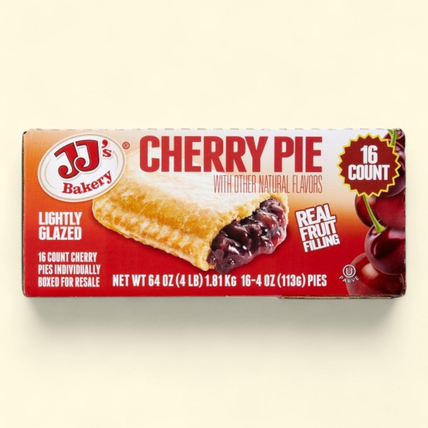 JJ's Bakery, tarte aux cerises légèrement nappée, 113 g, paquet de 16