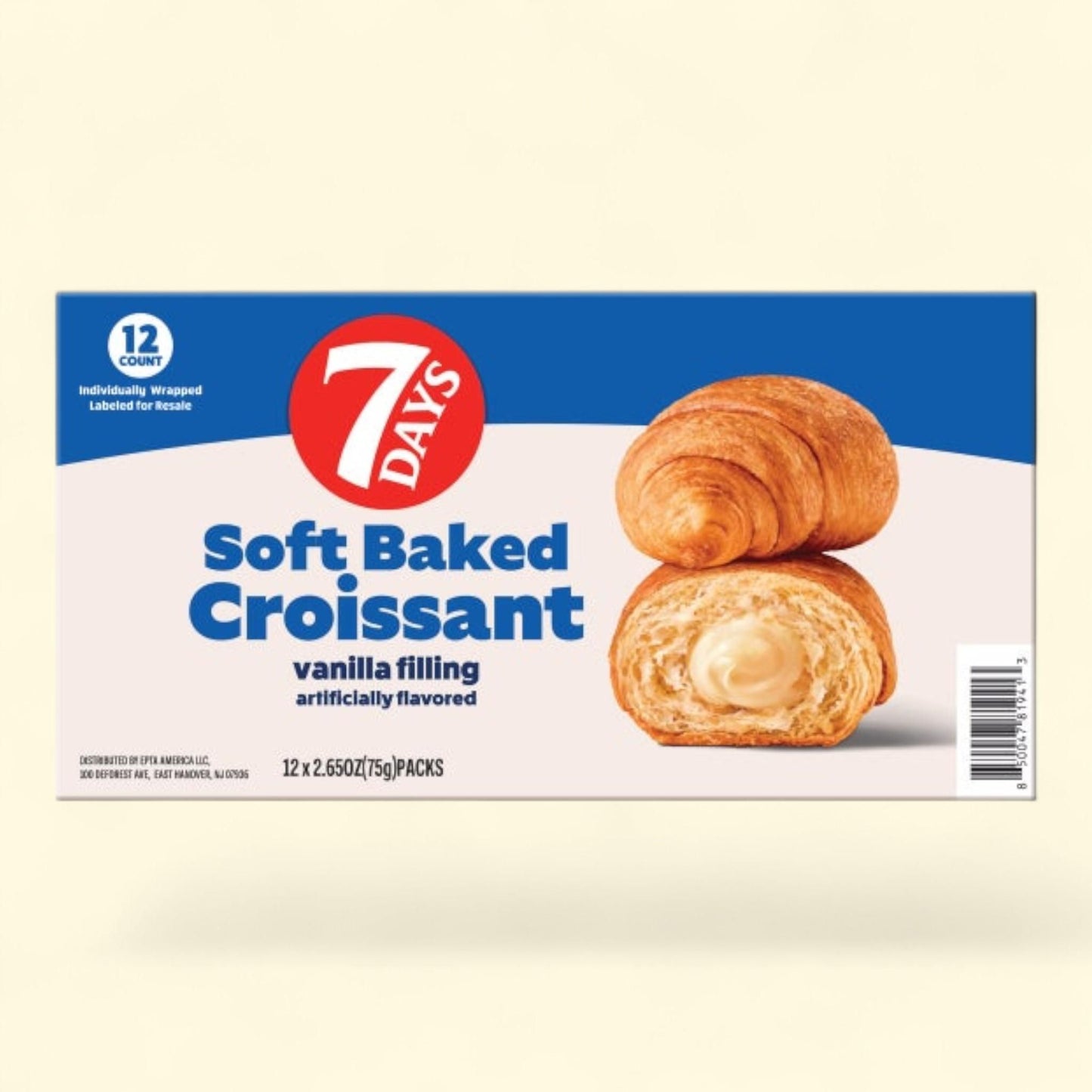 7Days Soft Baked Croissant, Vanilla Filling, 2.65 oz, 12-count