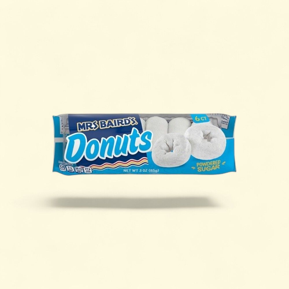 Mrs Bairds Powdered Mini Donuts, 6 Count (3 oz) — authentic US product shipped worldwide by Treatspree