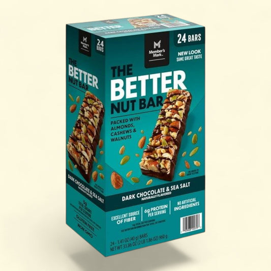 Member's Mark The Better Nut Bar, Dark Chocolate and Sea Salt, 24 ct.