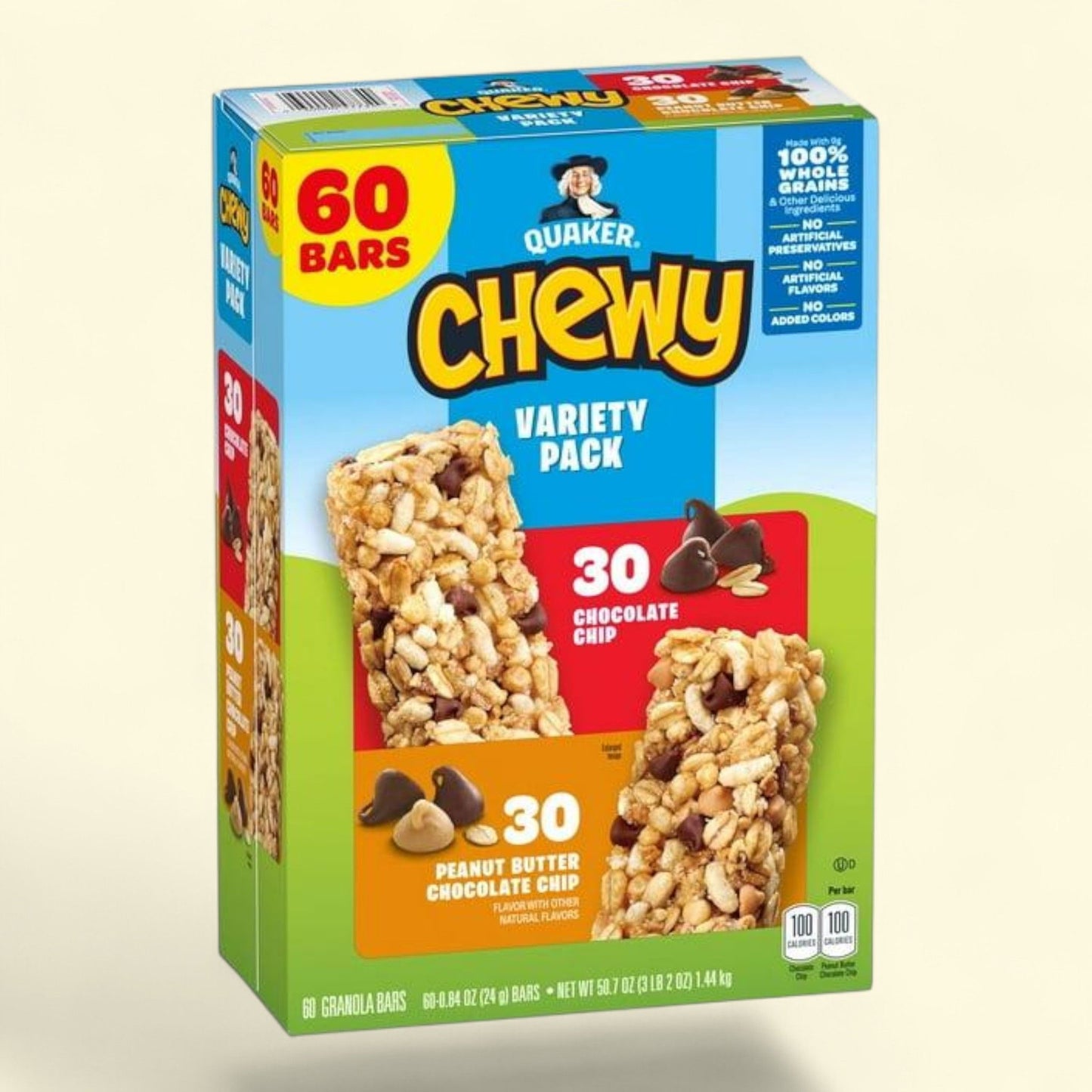 Quaker Chewy Granola Bar, Variety Pack, 60 ct.