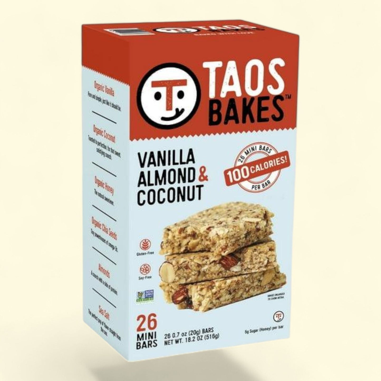 Taos Bakes Mini Snack Bars, Vanilla Almond & Coconut, 0.7 oz., 26 ct.